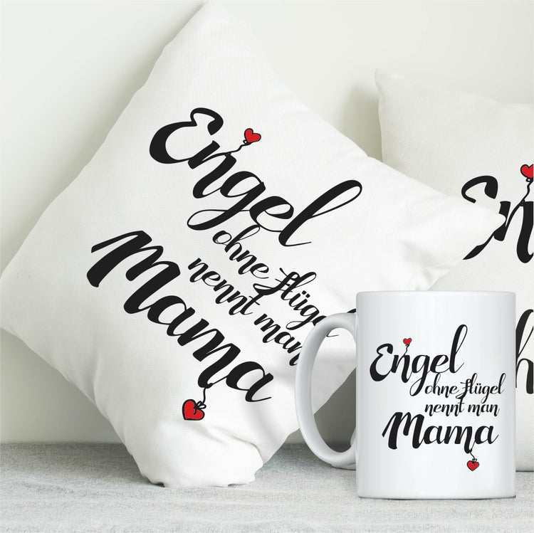 Geschenkset Engel ohne Flügel nennt man Mama (Kissen & Tasse)