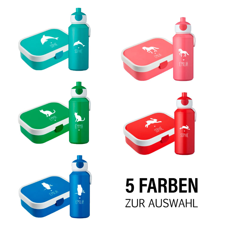 Set Silhouette - Brotdose & Trinkflasche - personalisiert