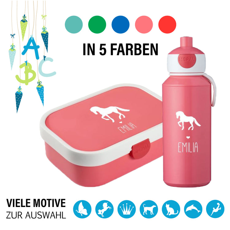 Set Silhouette - Brotdose & Trinkflasche - personalisiert