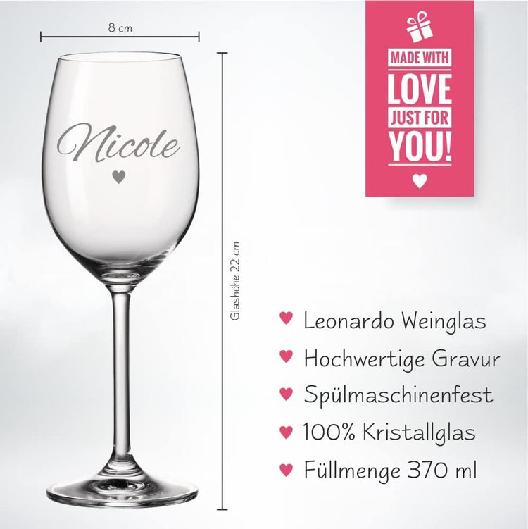 XXL Leonardo Weinglas Herz - mit Wunschname