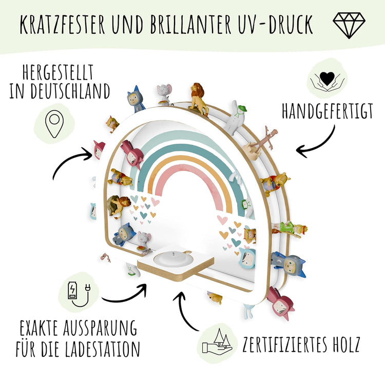 Personalisierbares Tonie und Toniebox Regal - Regenbogen