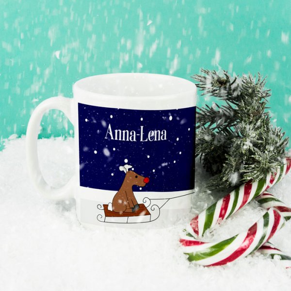 Weihnachts-Tasse Rudolf mit Wunschnamen