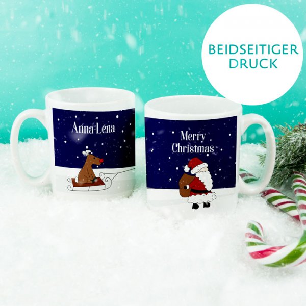 Weihnachts-Tasse Rudolf mit Wunschnamen