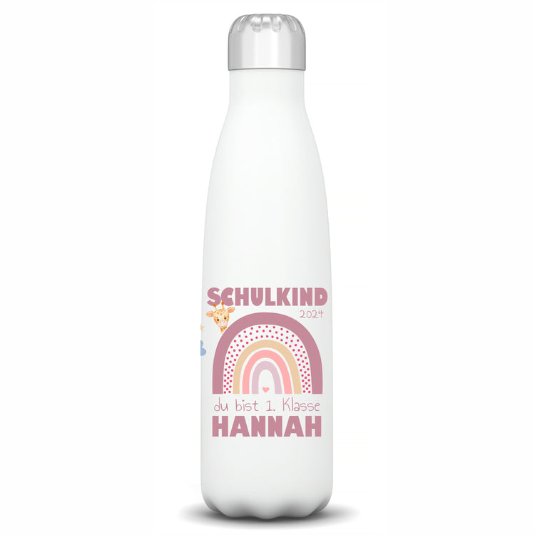 Thermosflasche Schulkind Design Regenbogen - personalisiert