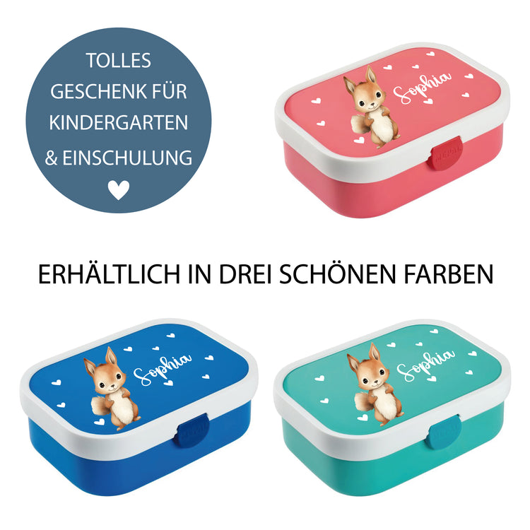 Brotdose Tiere mit Herzen - personalisiert