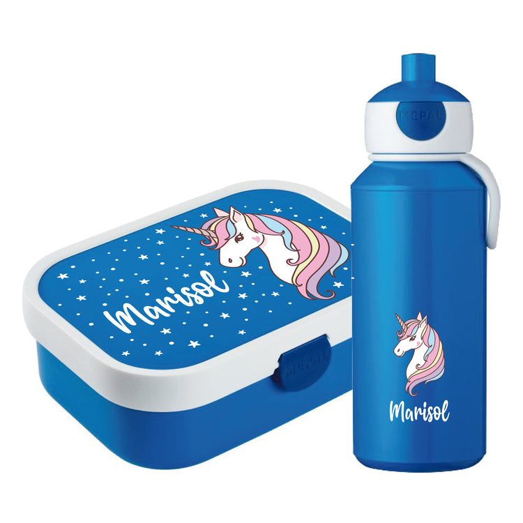 Brotdose & Trinkflasche - Set Einhorn- personalisiert