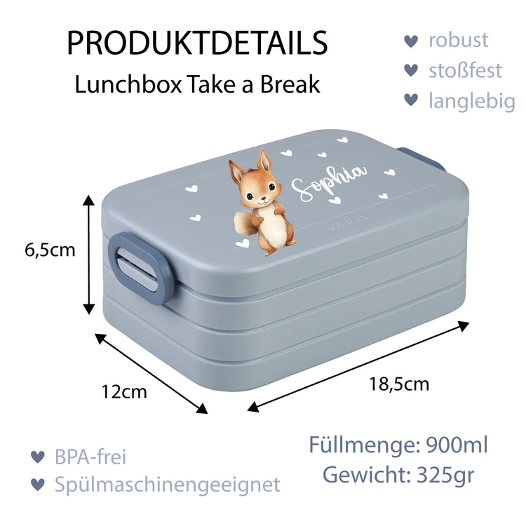 Mepal Lunchbox Midi Tiere mit Herzen personalisiert