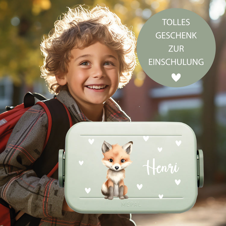 Mepal Lunchbox Midi Tiere mit Herzen personalisiert