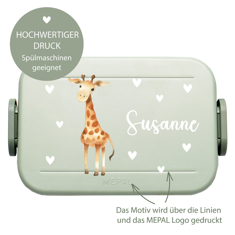 Mepal Lunchbox Midi Tiere mit Herzen personalisiert