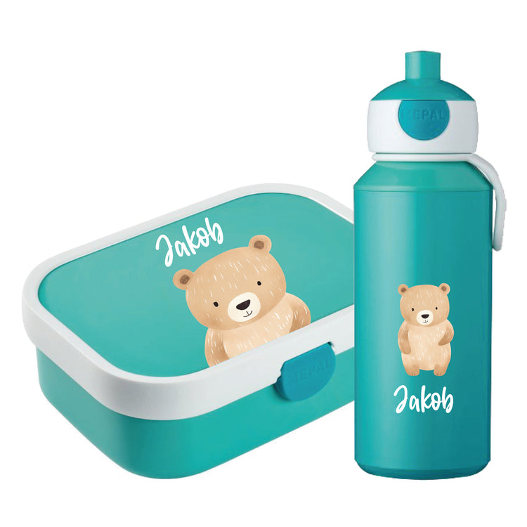 Brotdose & Trinkflasche - Set Jungle Tiere personalisiert