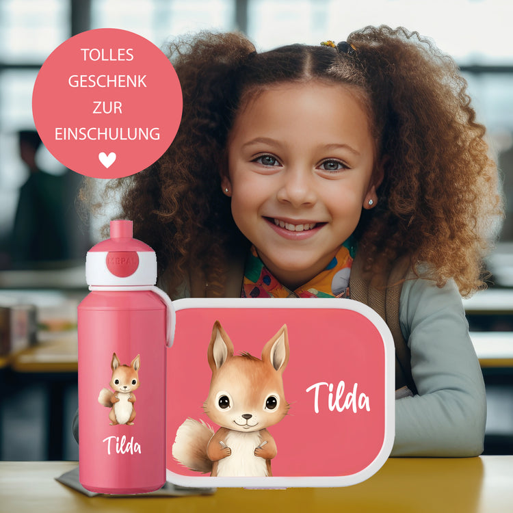 Brotdose & Trinkflasche - Set Jungle Tiere personalisiert