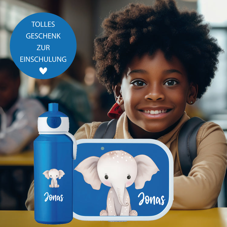 Brotdose & Trinkflasche - Set Jungle Tiere personalisiert