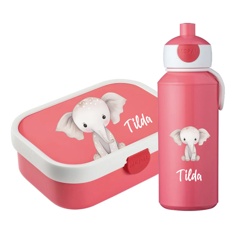 Brotdose & Trinkflasche - Set Jungle Tiere personalisiert