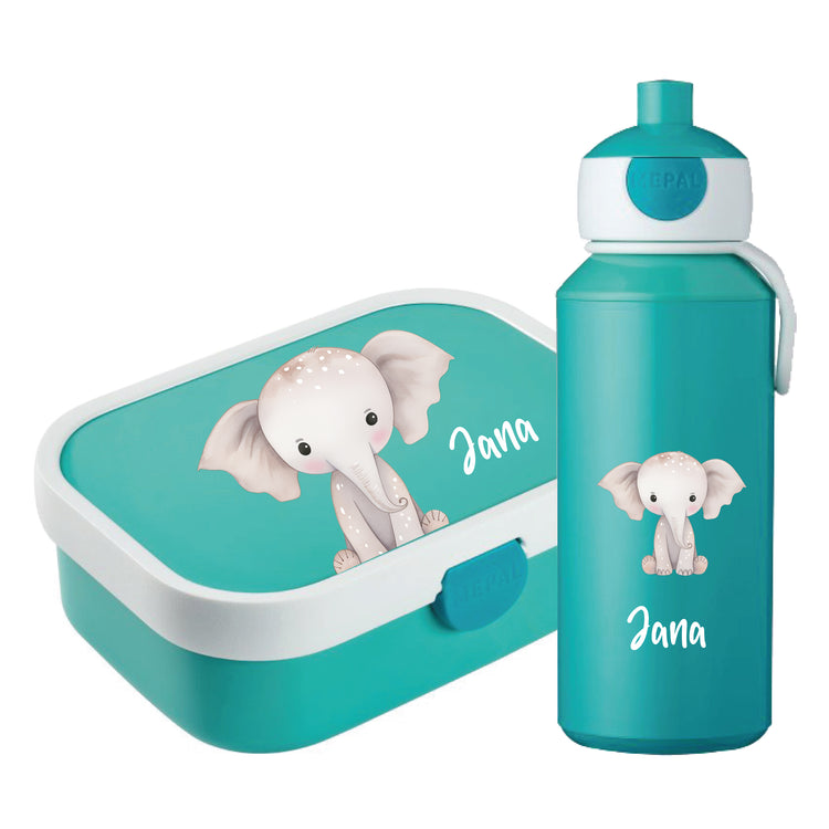 Brotdose & Trinkflasche - Set Jungle Tiere personalisiert