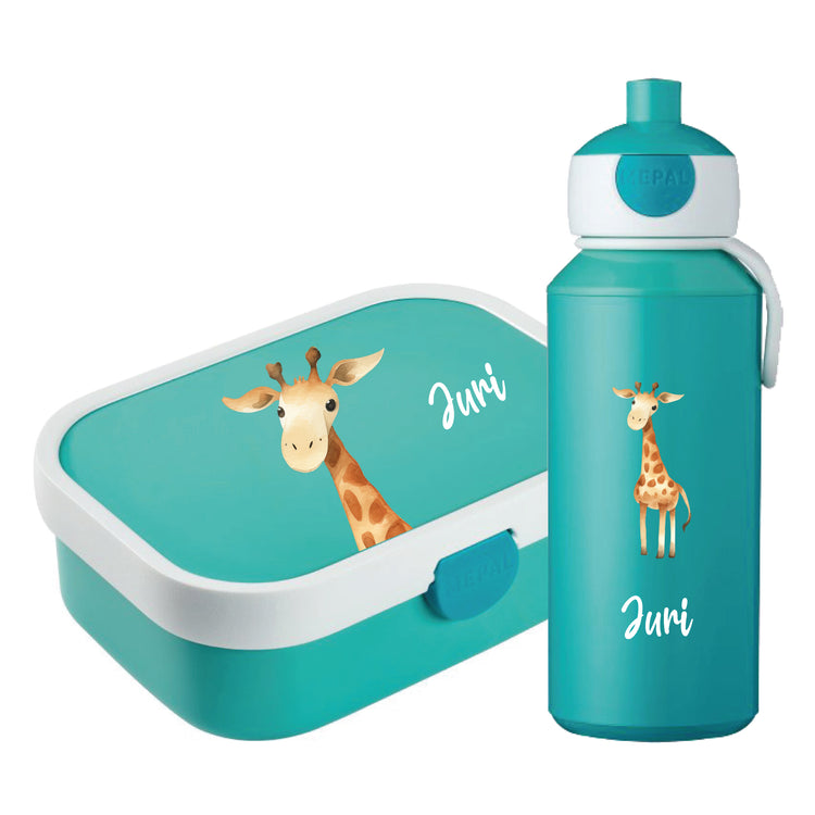 Brotdose & Trinkflasche - Set Jungle Tiere personalisiert