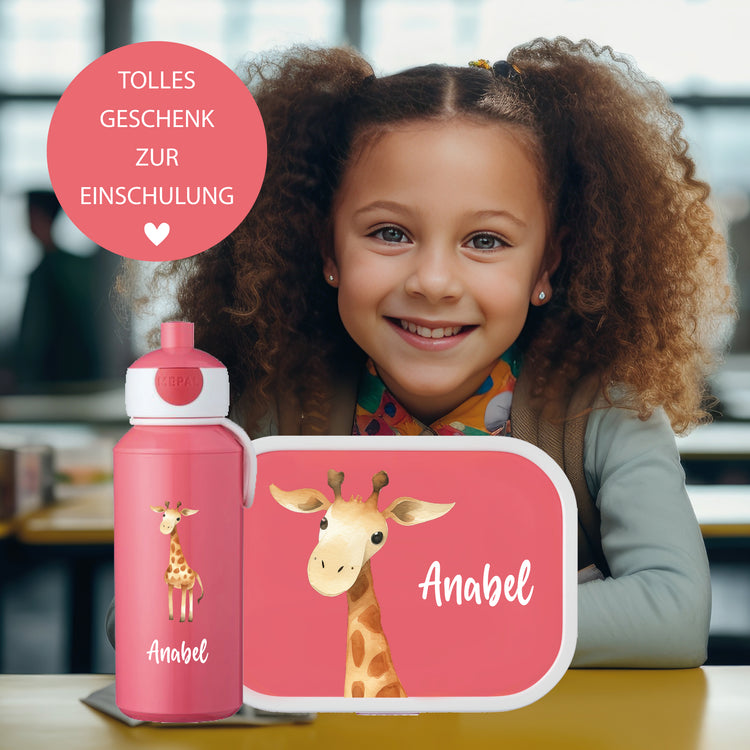 Brotdose & Trinkflasche - Set Jungle Tiere personalisiert