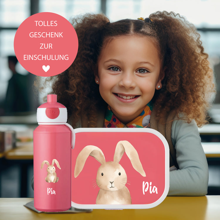 Brotdose & Trinkflasche - Set Jungle Tiere personalisiert