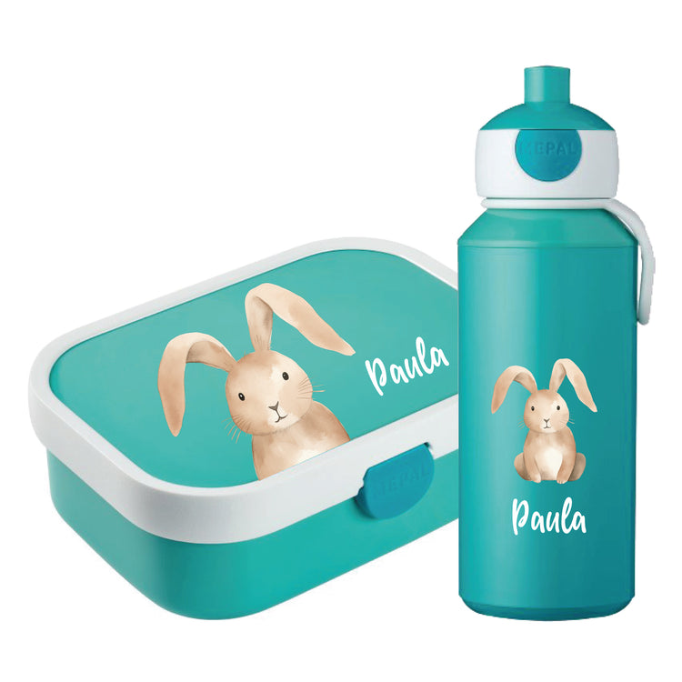 Brotdose & Trinkflasche - Set Jungle Tiere personalisiert