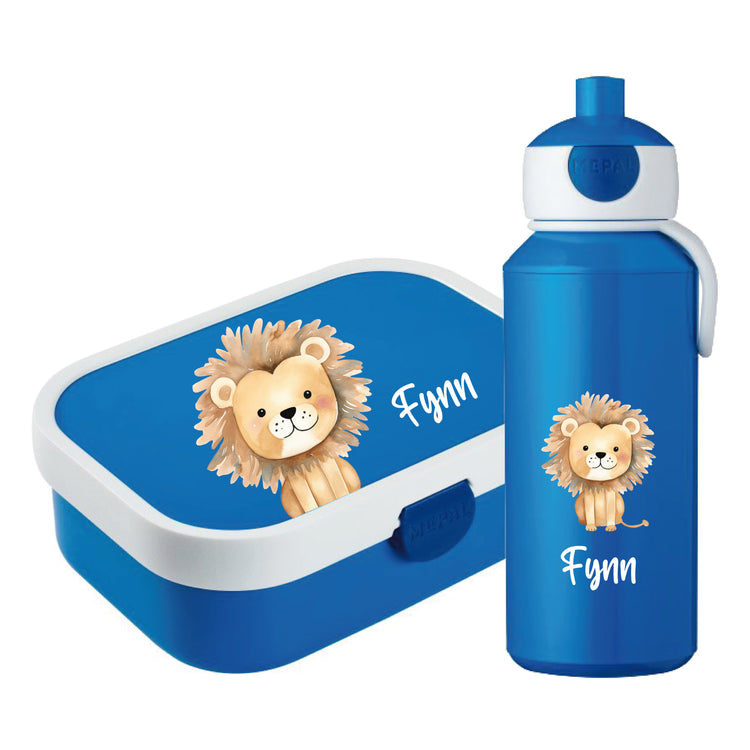 Brotdose & Trinkflasche - Set Jungle Tiere personalisiert