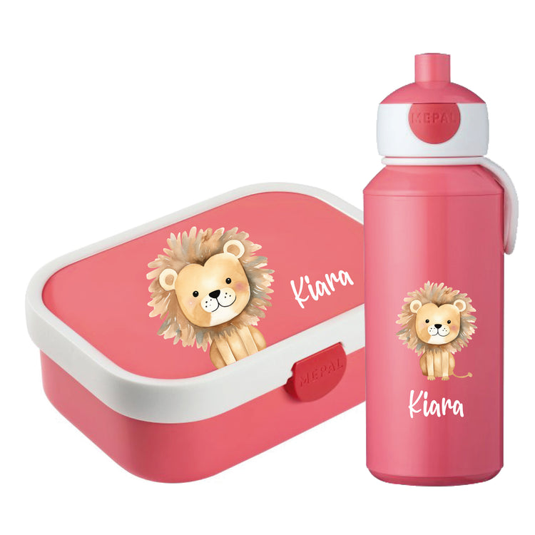 Brotdose & Trinkflasche - Set Jungle Tiere personalisiert