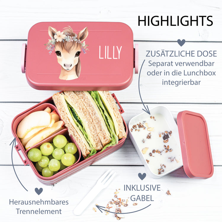 Mepal Lunchbox Midi Tiere mit Blumen personalisiert