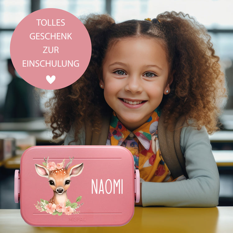 Mepal Lunchbox Midi Tiere mit Blumen personalisiert