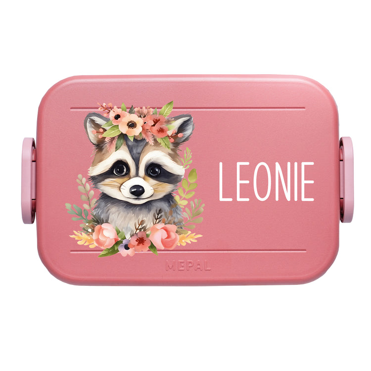 Mepal Lunchbox Midi Tiere mit Blumen personalisiert