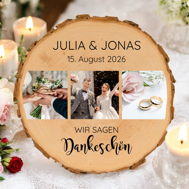 Baumscheiben 12er Set - Dankeskarte zur Hochzeit