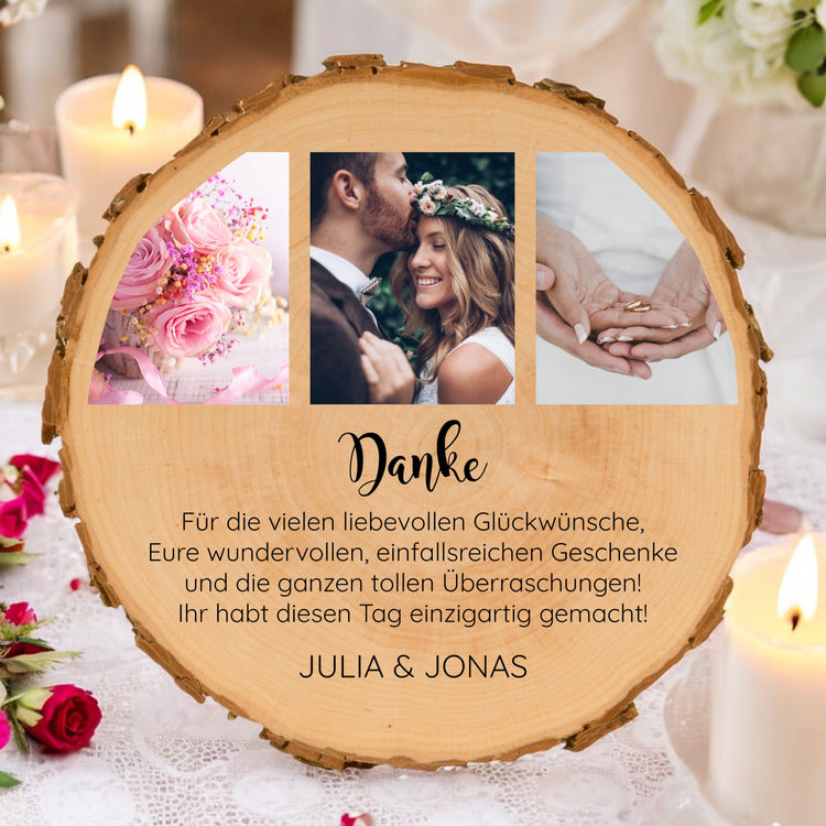 Baumscheiben 12er Set - Dankeskarte zur Hochzeit