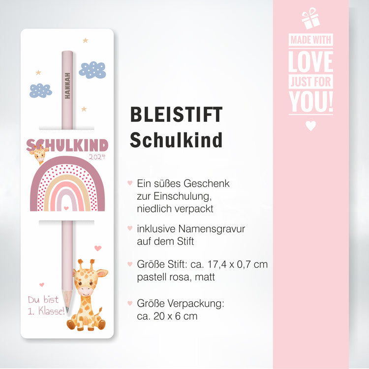 Bleistift Schulkind Design Regenbogen - personalisiert