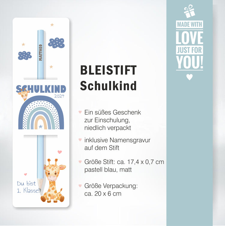 Bleistift Schulkind Design Regenbogen - personalisiert