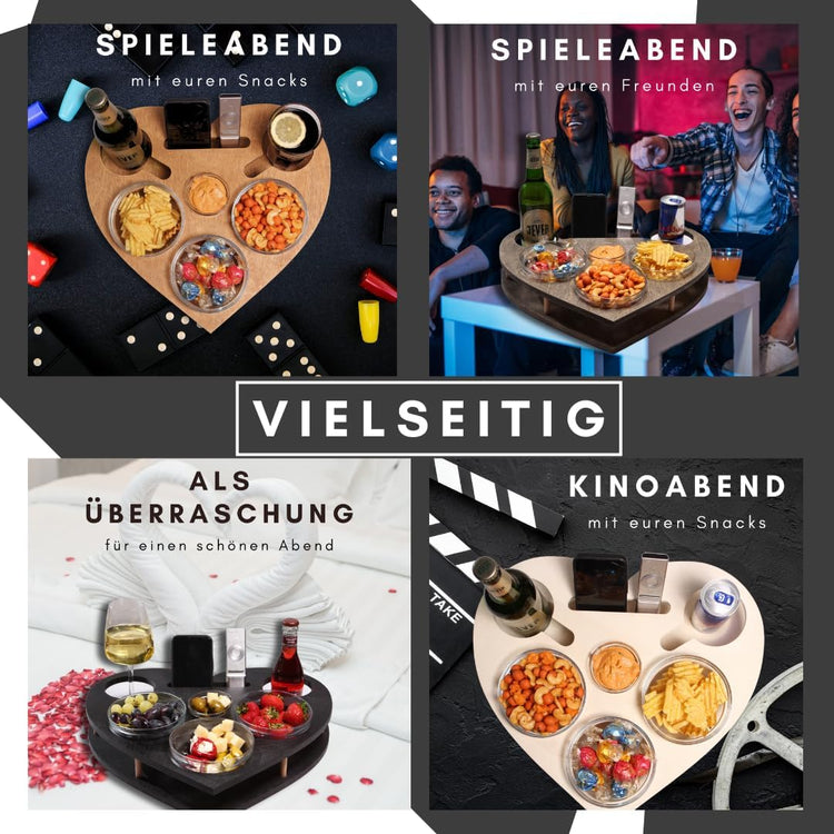 Herz Couchbar mit Glasschalen - Snackbar - personalisierbar