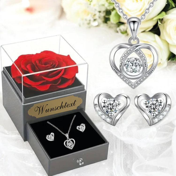 Ewige Rose Geschenkbox mit Schmuck-Set