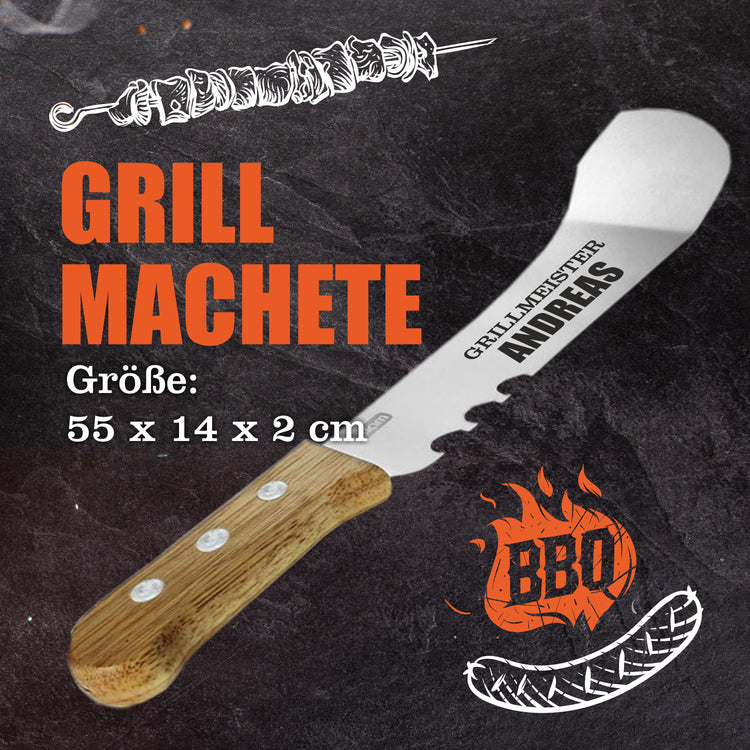 Grillmachete mit Edelstahlklinge Grillmeister - personalisiert mit Namen