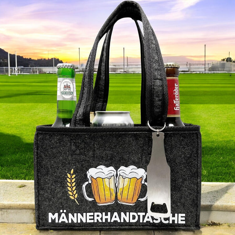 Männerhandtasche mit Flaschenöffner - für 6 Bierflaschen - Herrenhandtasche