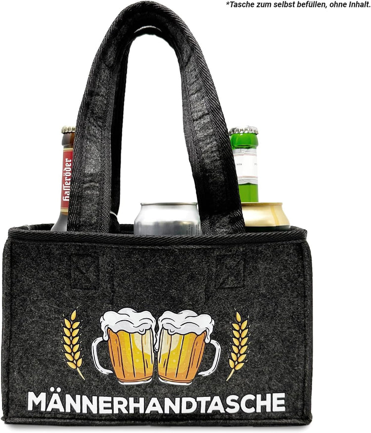 Männerhandtasche mit Flaschenöffner - für 6 Bierflaschen - Herrenhandtasche