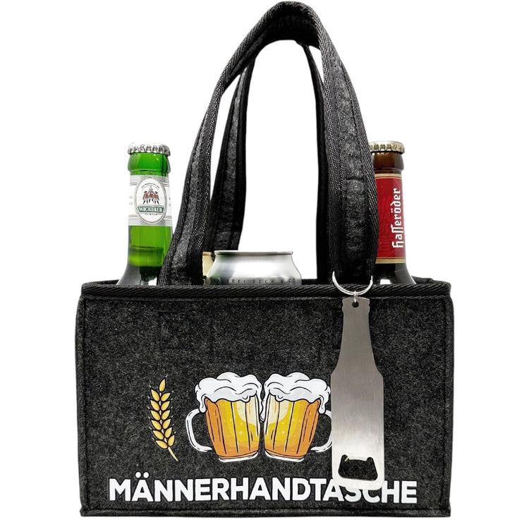 Männerhandtasche mit Flaschenöffner - für 6 Bierflaschen - Herrenhandtasche