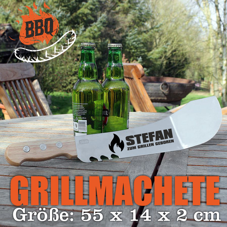 Grillmachete mit Edelstahlklinge NAMEN zum grillen geboren