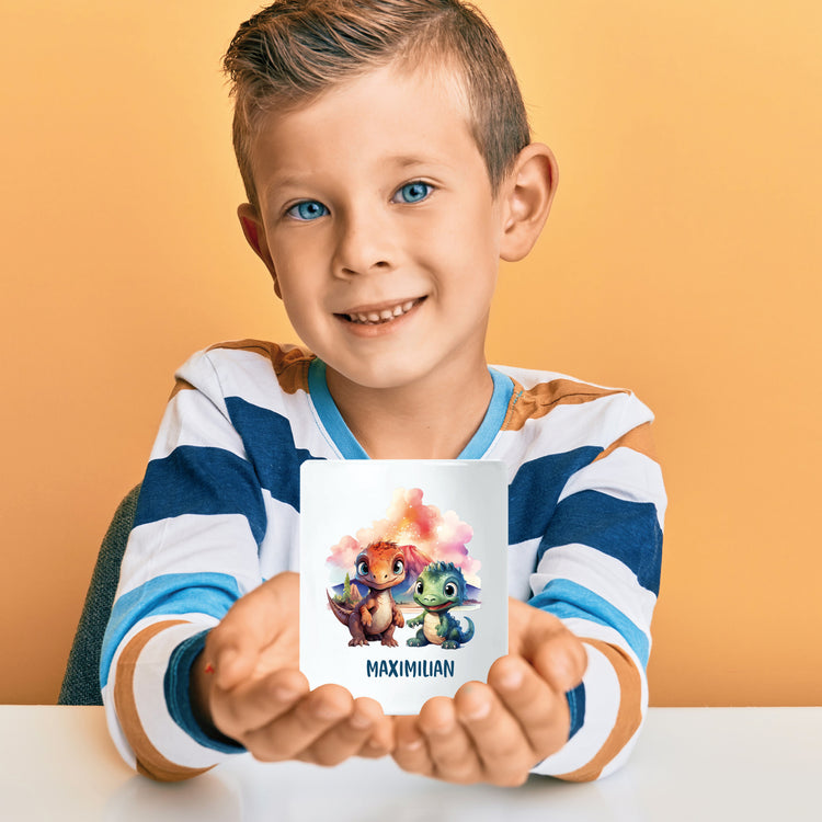 Keramik Spardose für Kinder Dinosaurier + Dein Name