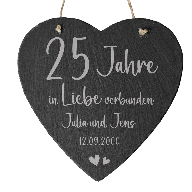 Schieferherz zum Hochzeitstag - In Liebe verbunden