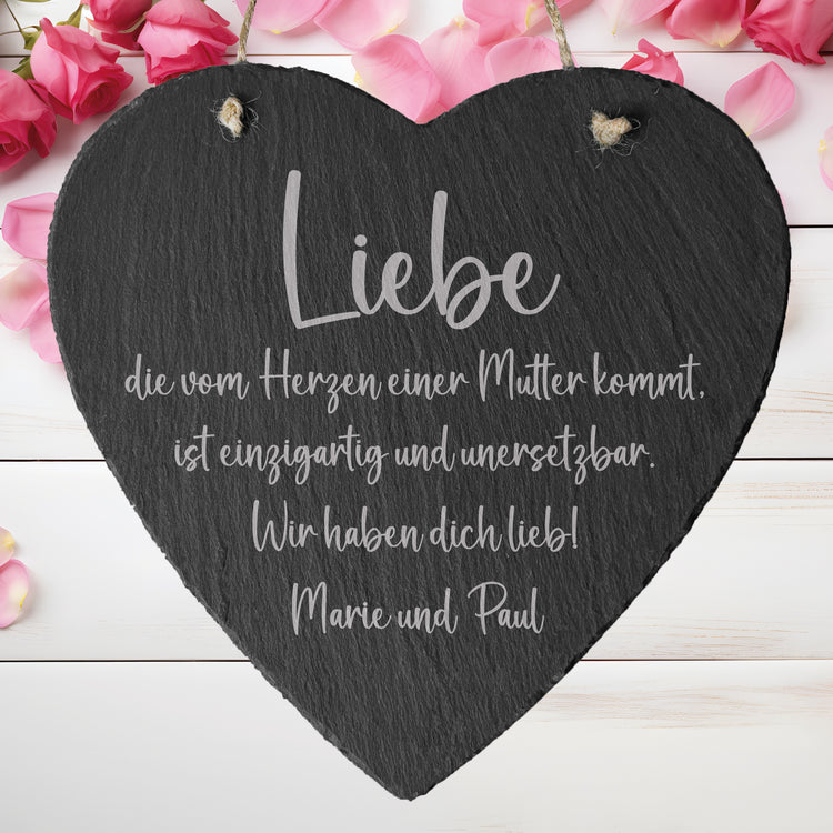 Schieferherz - Liebe Mutter - mit Personalisierung