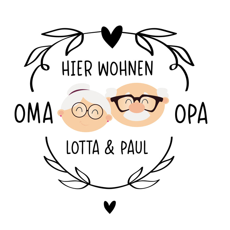 Schieferherz -  Hier wohnen Oma & Opa mit Wunschnamen