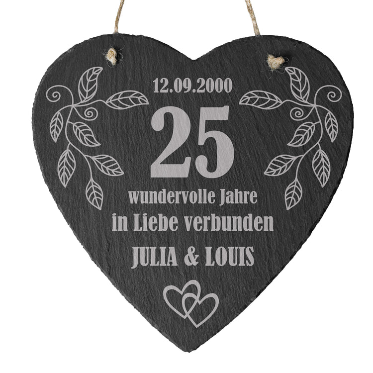 Schieferherz zum Hochzeitstag - Wundervolle Jahre mit Personalisierung