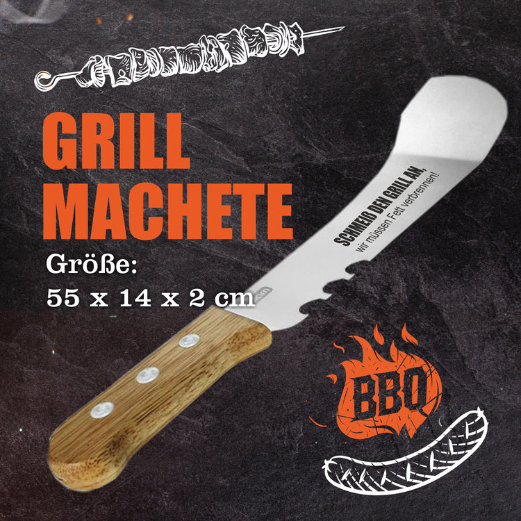 Grillmachete mit Edelstahlklinge Schmeiß den Grill an, wir müssen Fett verbrennen!