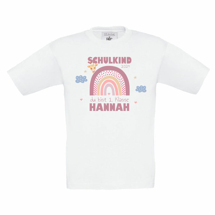 T-Shirt Schulkind Design Regenbogen - personalisiert