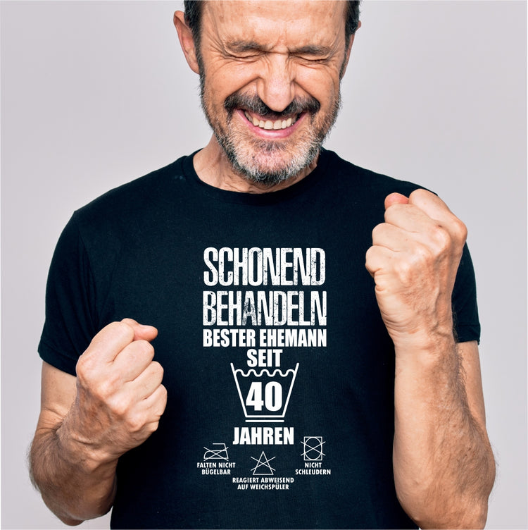 Partner T-Shirt Set - Rubinhochzeit - Schonend behandeln - Bester Ehemann/Beste Ehefrau 