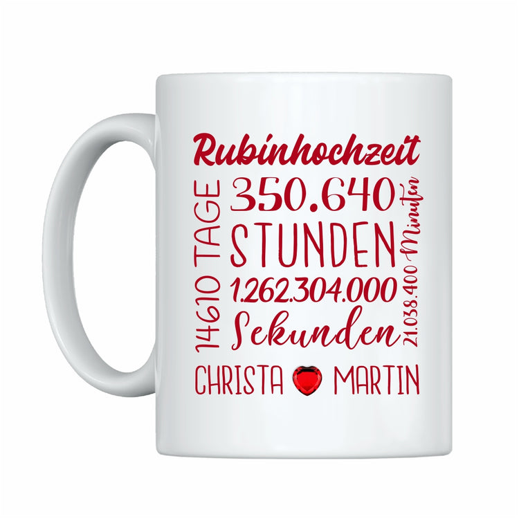 Tasse Rubinhochzeit mit Namen