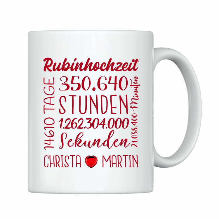 Tasse Rubinhochzeit mit Namen