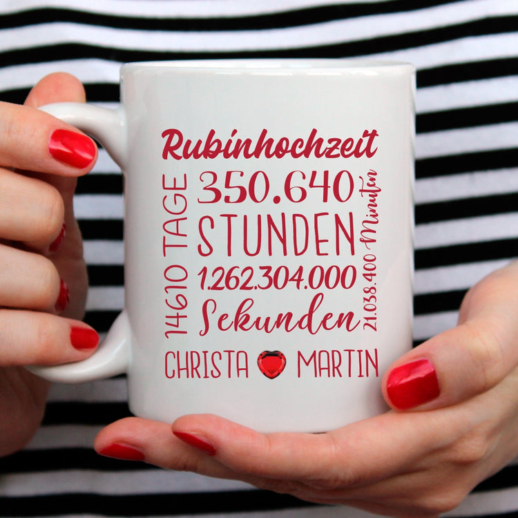 Tasse Rubinhochzeit mit Namen