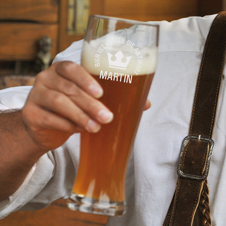 Weizenbierglas Bier ist immer die Antwort - personalisiert